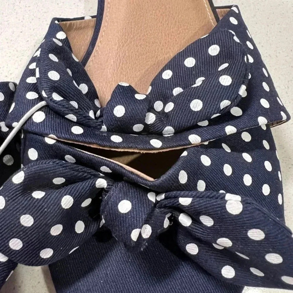 Esprit Sandals Size 10 Flats Navy with White Polka Dots - Picture 5 of 6